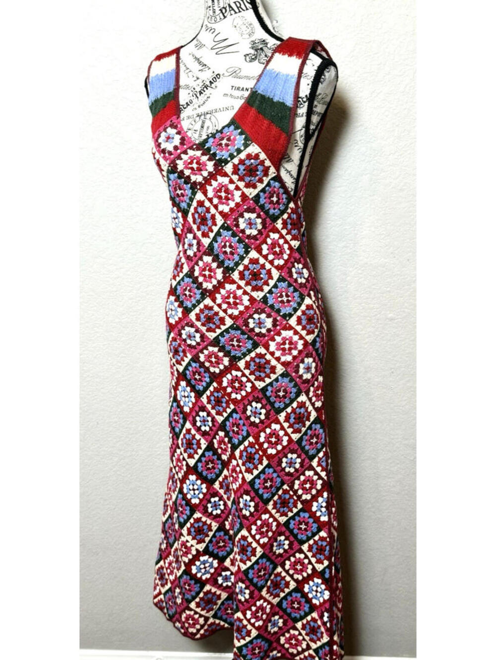 Zara Vibrant Multicolored Crochet Knit Maxi Sun Dress SZ M Approx. Boho - Picture 7 of 15